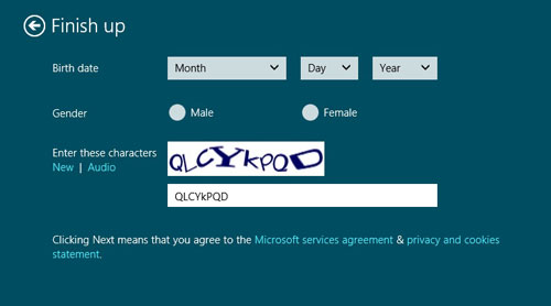 Windows 8 Captcha