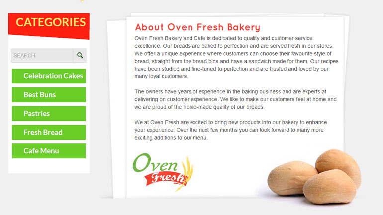Oven Fresh Bakery About Page