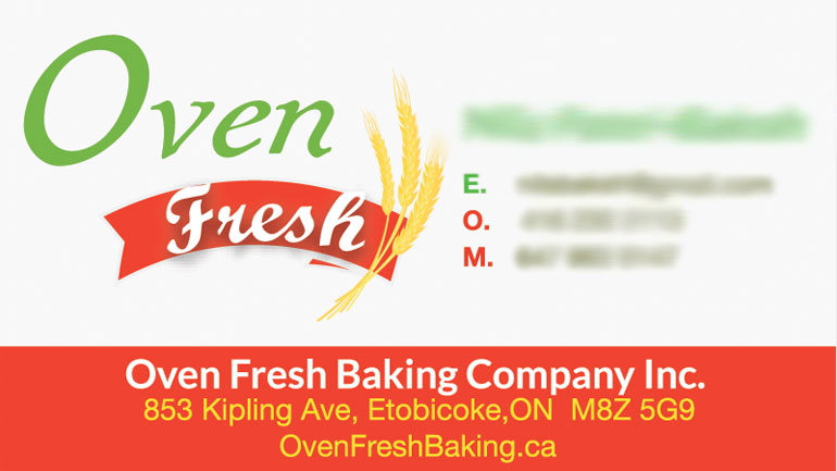 Oven Fresh Bakery Business Card
