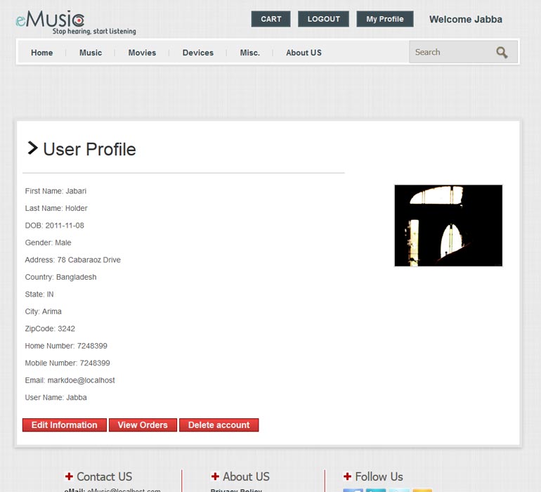 eMusic Profile page