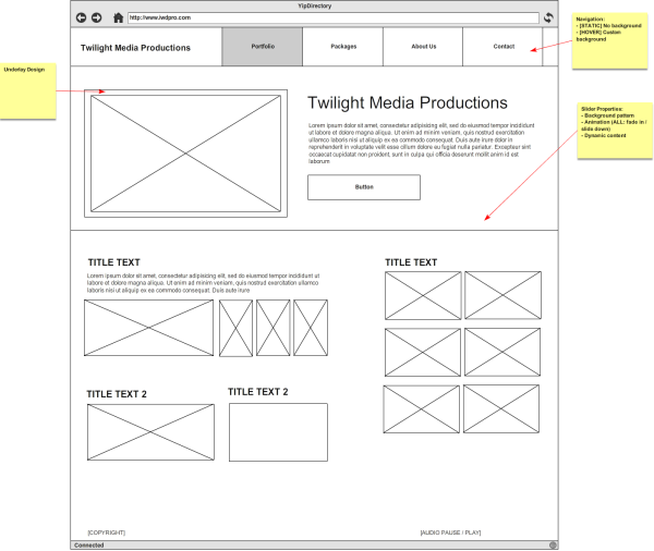 Twilight Media Productions Wireframe