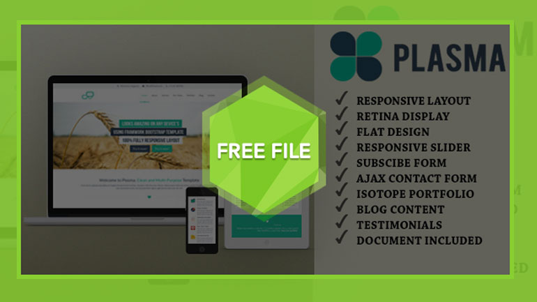 Free One Page Responsive HTML Template Plasma